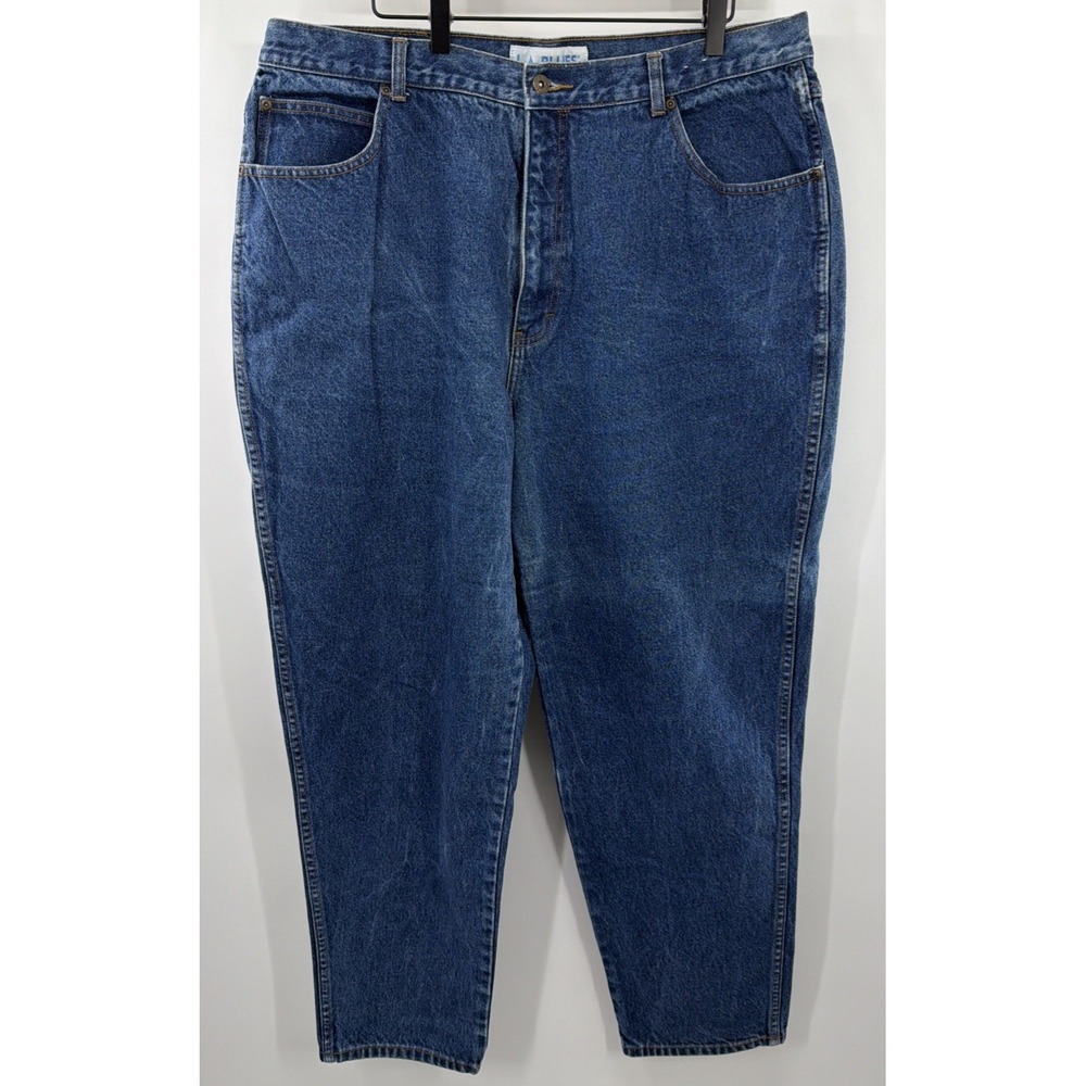 L.‎ A. Blues Mom Jeans Blue Relaxed Fit Womens Dark Wash Denim 22W Plus Vintage